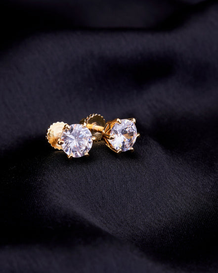 Opal Touch - Single White Stud Screw Earrings - Studs