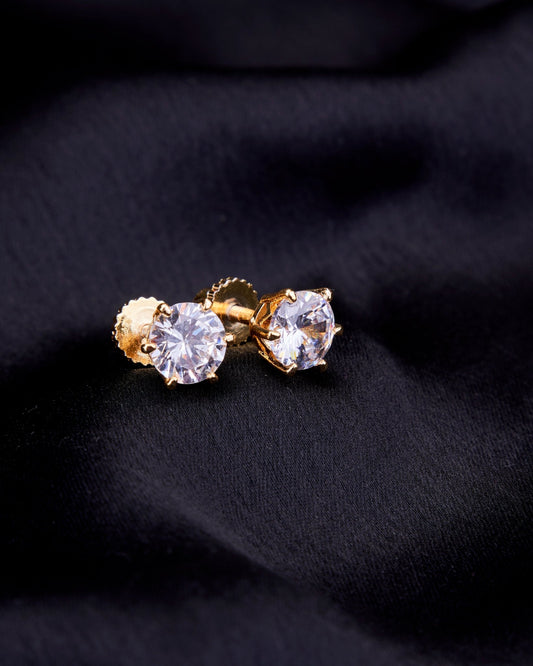 Opal Touch - Single White Stud Screw Earrings - Studs