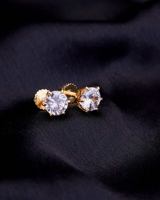 Opal Touch - Single White Stud Screw Earrings - Studs