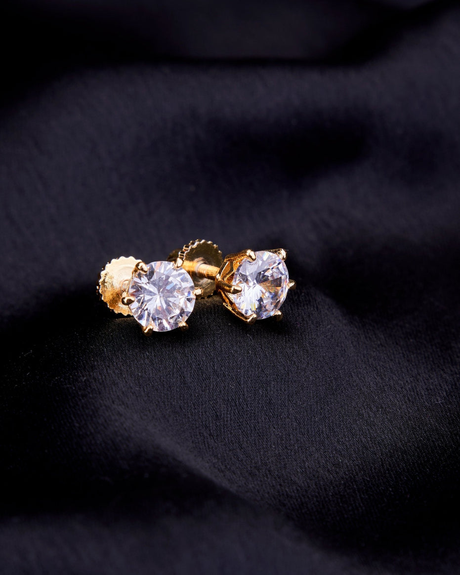Opal Touch - Single White Stud Screw Earrings - Studs