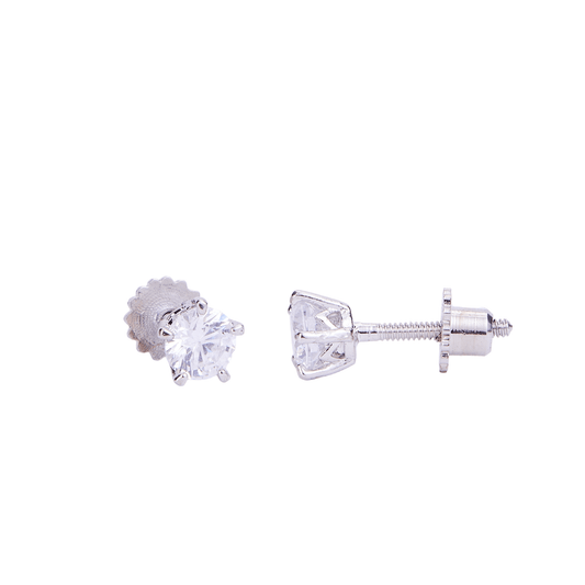 Opal Touch - Single White Stud Screw Earrings - Studs