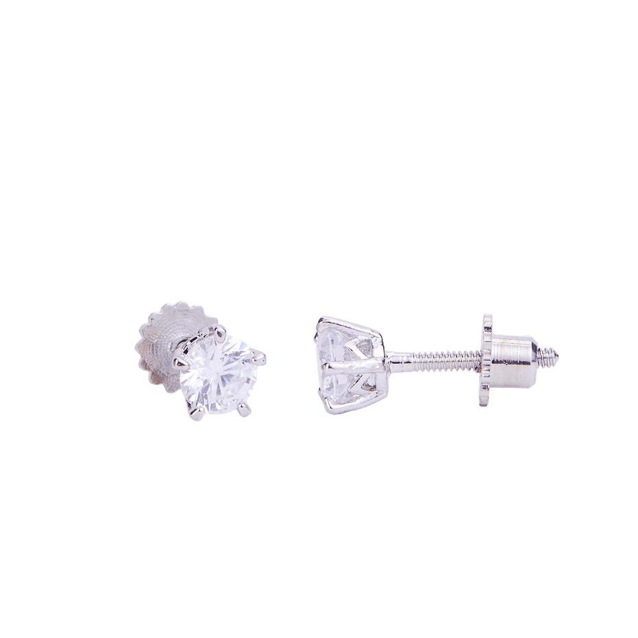 Opal Touch - Single White Stud Screw Earrings - Studs