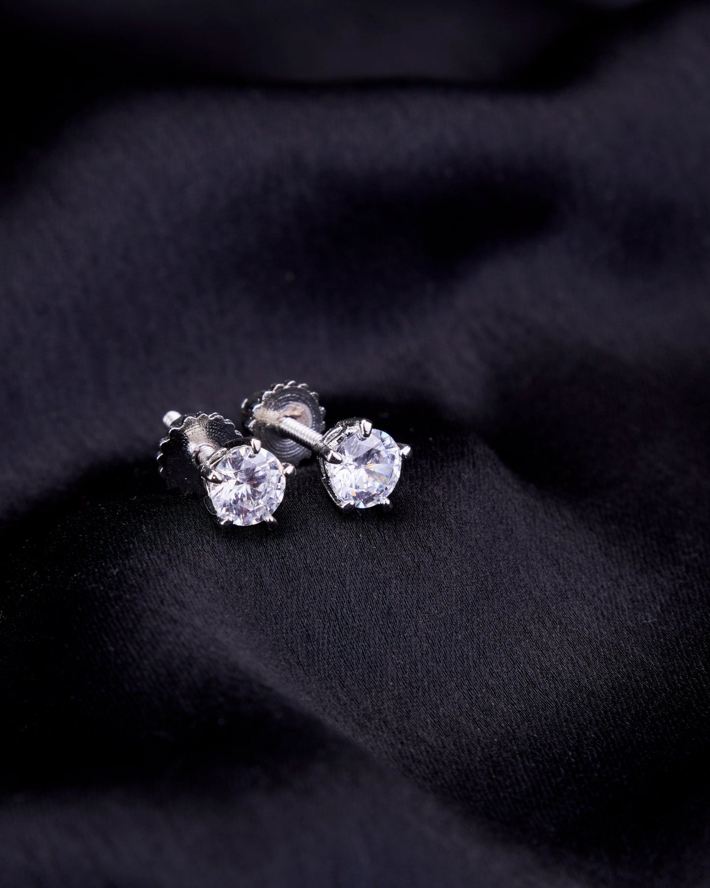 Opal Touch - Single White Stud Screw Earrings - Studs