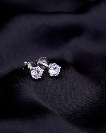 Opal Touch - Single White Stud Screw Earrings - Studs