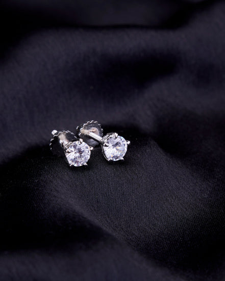 Opal Touch - Single White Stud Screw Earrings - Studs