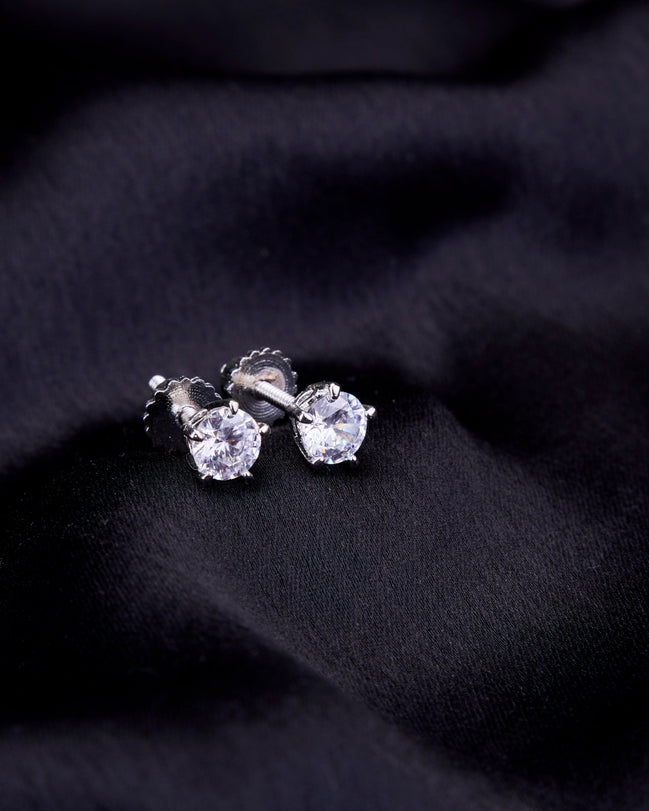 Opal Touch - Single White Stud Screw Earrings - Studs