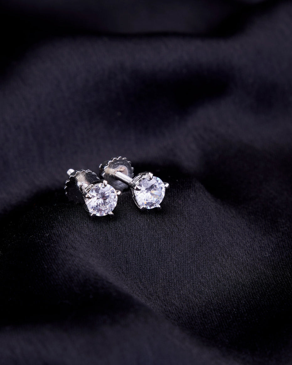 Opal Touch - Single White Stud Screw Earrings - Studs