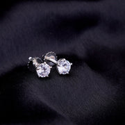 Opal Touch - Single White Stud Screw Earrings - Studs