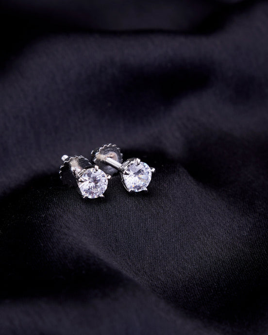 Opal Touch - Single White Stud Screw Earrings - Studs