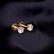 Opal Touch - Single White Stud Screw Earrings - Studs