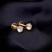 Opal Touch - Single White Stud Screw Earrings - Studs