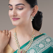 Necklace - Sitara Mukta Gold Plated Necklace Set - Opal Touch