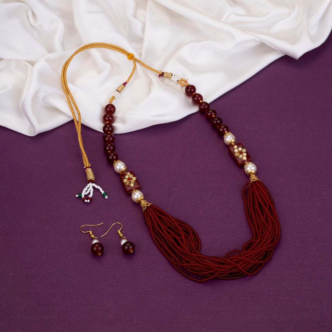 Necklace - Sitaramani Beaded Gold Plated Necklace Set - Opal Touch