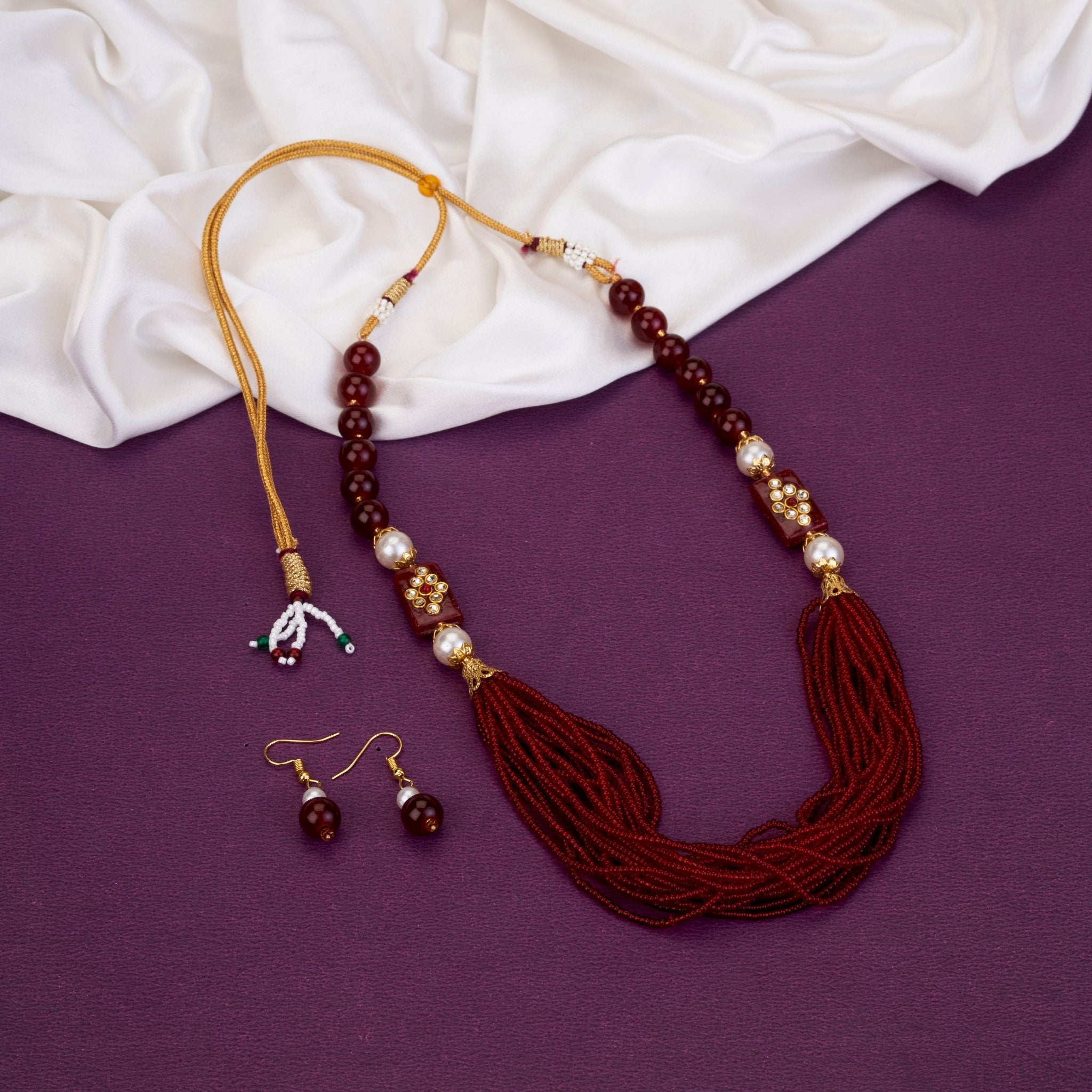 Necklace - Sitaramani Beaded Gold Plated Necklace Set - Opal Touch