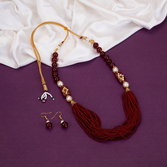 Necklace - Sitaramani Beaded Gold Plated Necklace Set - Opal Touch