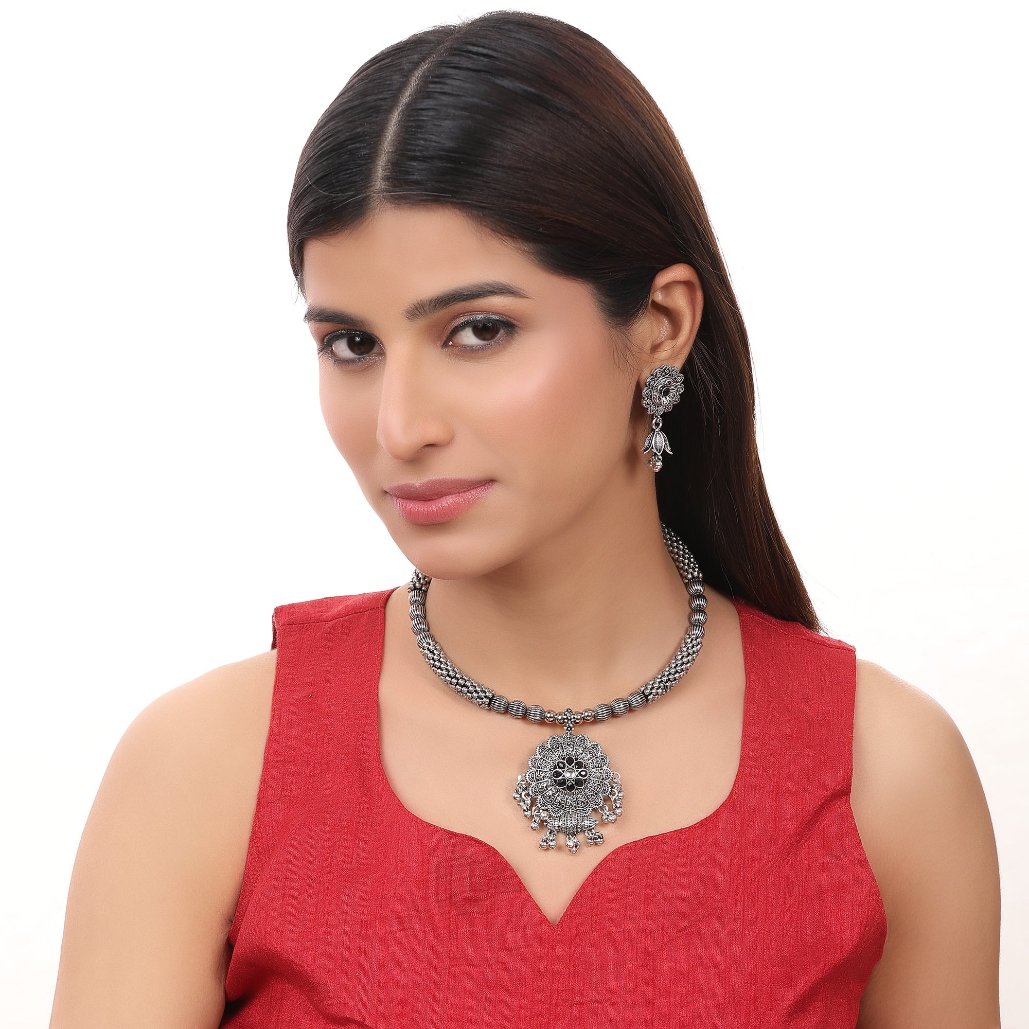 Opal Touch - Slip on Oxidized Necklace Set - Necklace