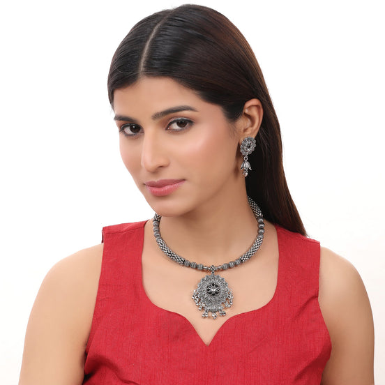 Opal Touch - Slip on Oxidized Necklace Set - Necklace