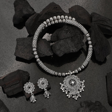 Opal Touch - Slip on Oxidized Necklace Set - Necklace