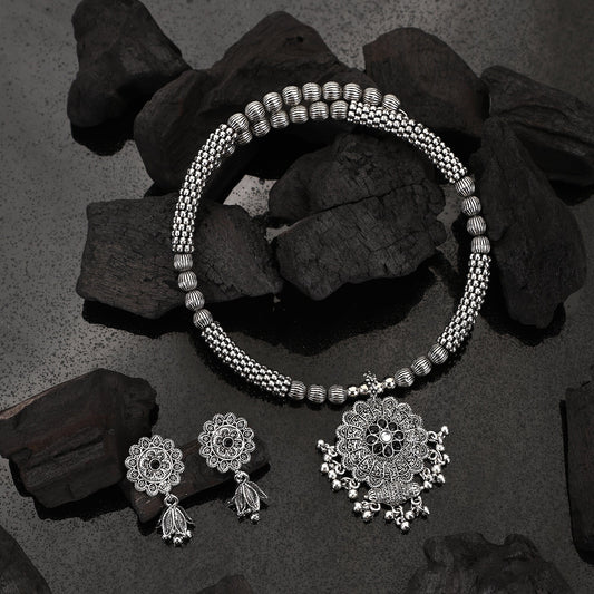 Opal Touch - Slip on Oxidized Necklace Set - Necklace