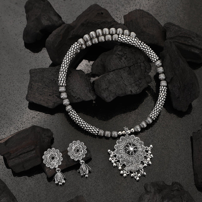 Opal Touch - Slip on Oxidized Necklace Set - Necklace