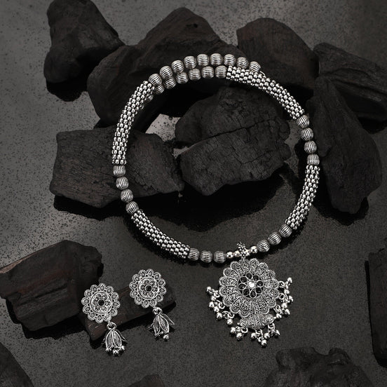 Opal Touch - Slip on Oxidized Necklace Set - Necklace