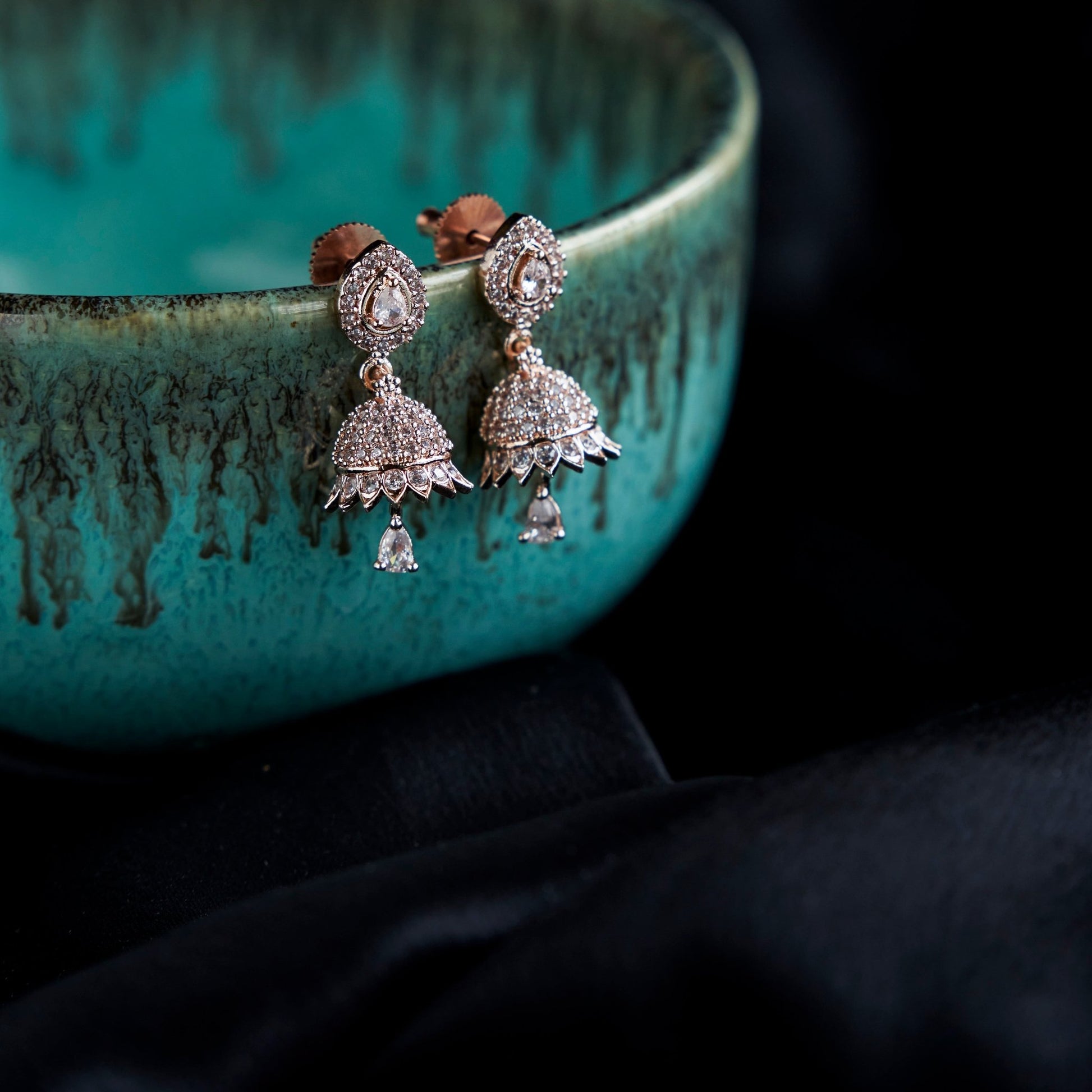 Jhumka - Small Gold Plated Jhumka - Opal Touch