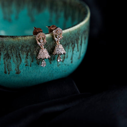 Jhumka - Small White Rose Gold Jhumka - Opal Touch