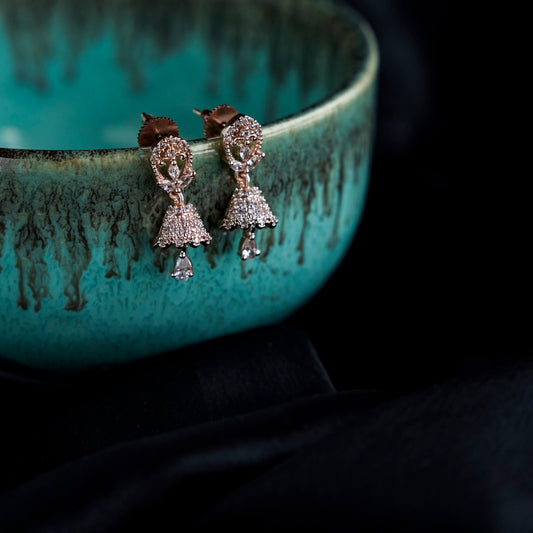 Jhumka - Small White Rose Gold Jhumka - Opal Touch