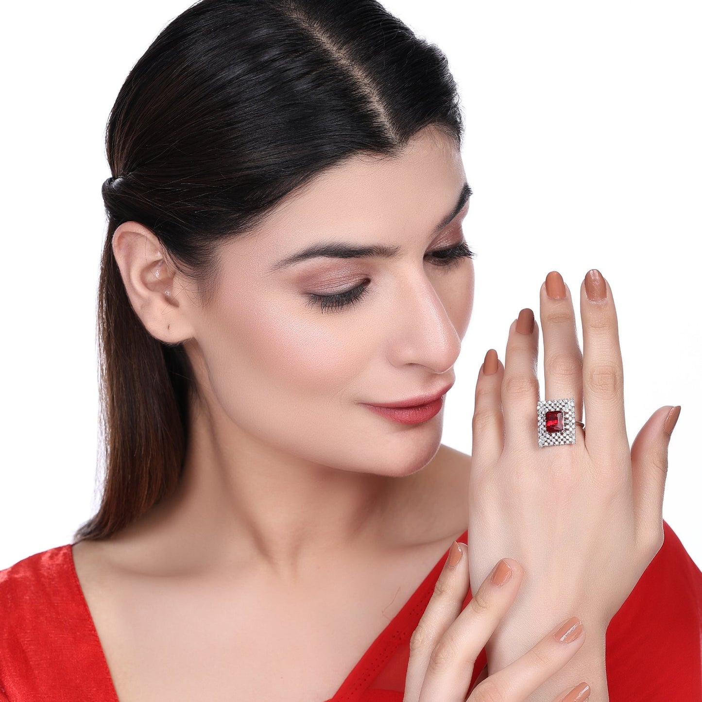 Opal Touch - Snowflake Glow Brass Ring -