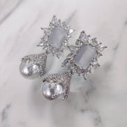 Opal Touch - Sophisticated Grey Rhodium Earrings - Earrings
