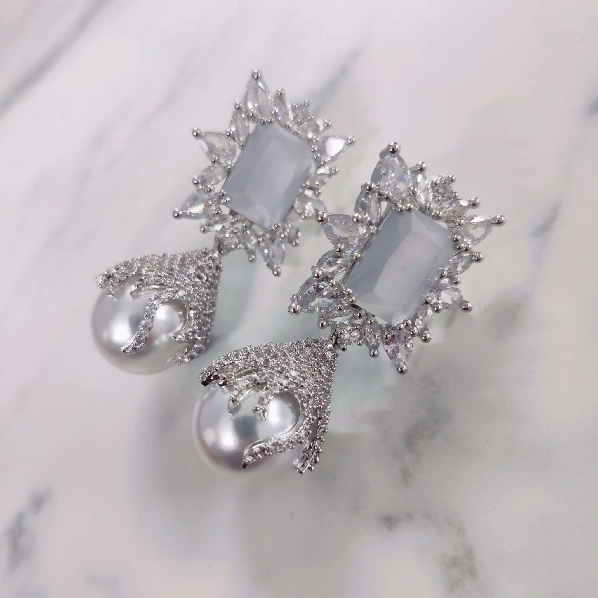 Opal Touch - Sophisticated Grey Rhodium Earrings - Earrings