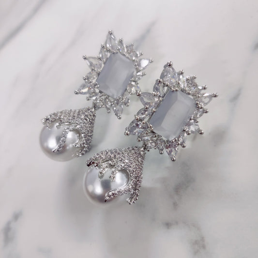 Opal Touch - Sophisticated Grey Rhodium Earrings - Earrings