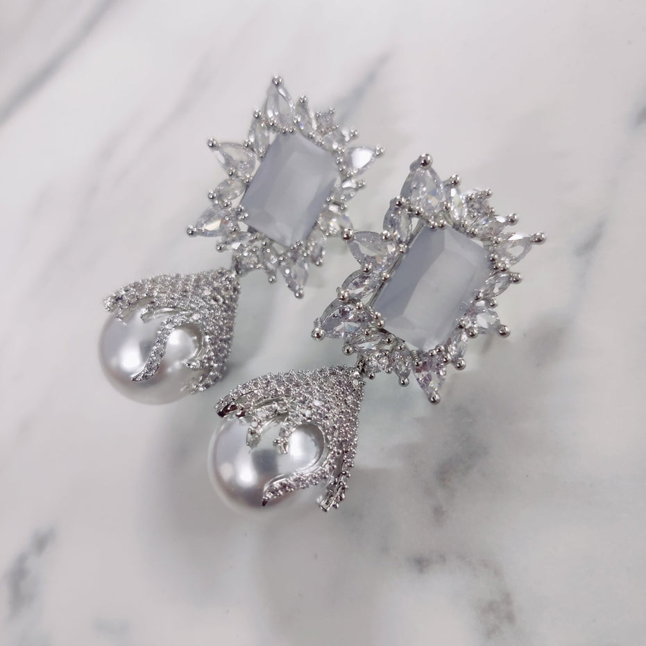 Opal Touch - Sophisticated Grey Rhodium Earrings - Earrings