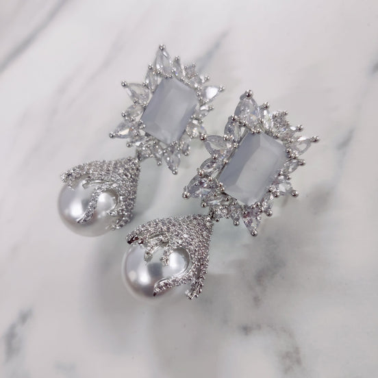 Opal Touch - Sophisticated Grey Rhodium Earrings - Earrings