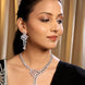 Sparkling American Diamond Rhodium Plated Necklace & Earring Set - Opal Touch