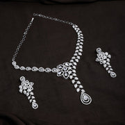 Sparkling American Diamond Rhodium Plated Necklace & Earring Set - Opal Touch