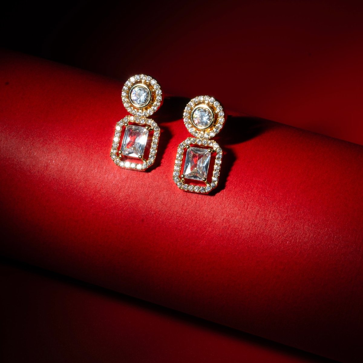 Sparkling Gold Plated Cubic Zirconia Drop Earrings - Opal Touch