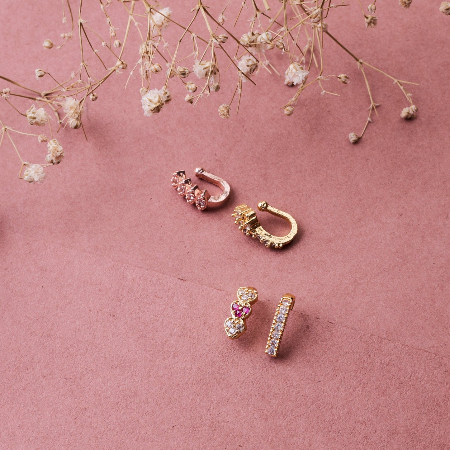 Opal Touch - Sparkling Multicolor Nose Pin Ensemble (Pack of 4) - Nose Pin