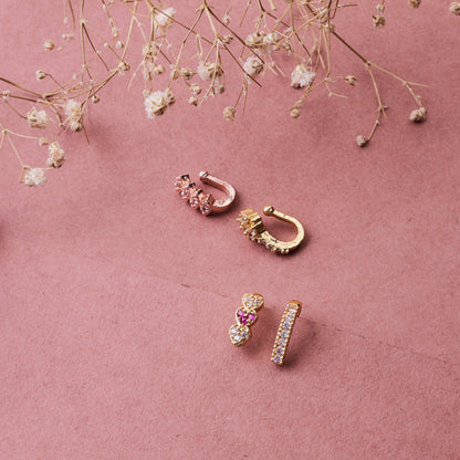 Opal Touch - Sparkling Multicolor Nose Pin Ensemble (Pack of 4) - Nose Pin