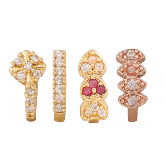 Opal Touch - Sparkling Multicolor Nose Pin Ensemble (Pack of 4) - Nose Pin