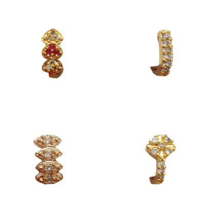 Opal Touch - Sparkling Multicolor Nose Pin Ensemble (Pack of 4) - Nose Pin