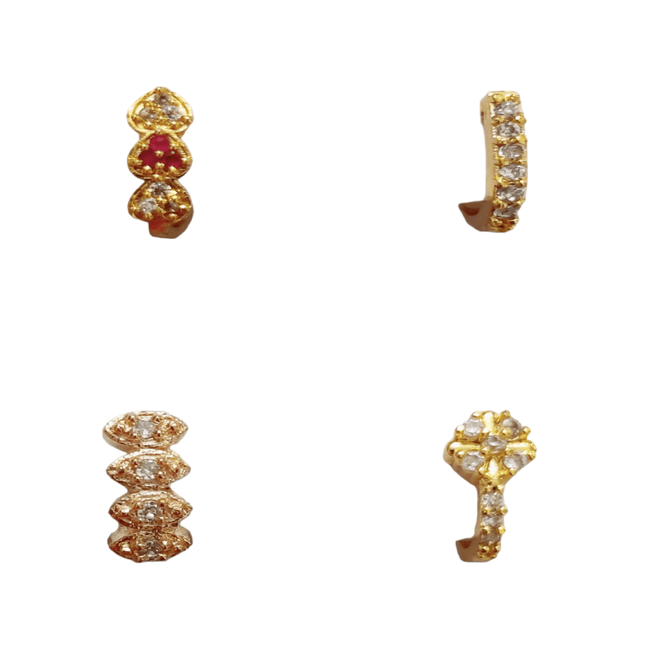 Opal Touch - Sparkling Multicolor Nose Pin Ensemble (Pack of 4) - Nose Pin