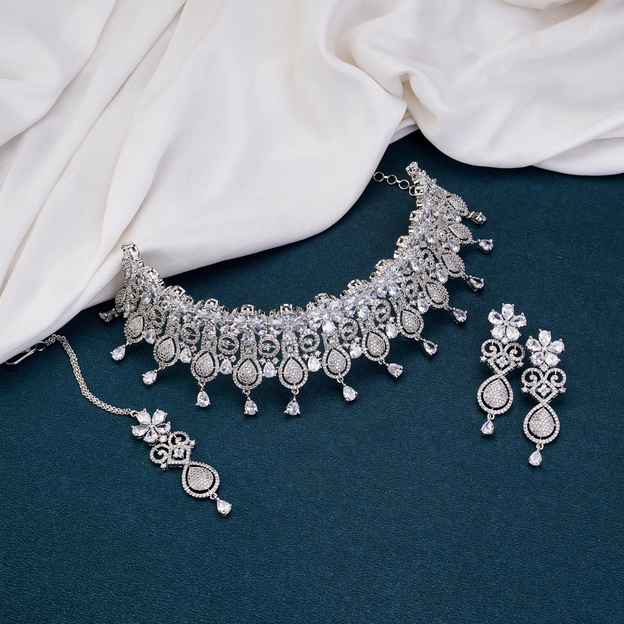 Necklace - Sparkling Opulence Choker Necklace - Opal Touch