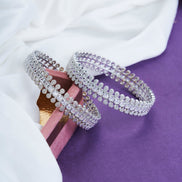 Opal Touch - Sparkling Rhodium Bangles Set (Pack of 2) - Bangles