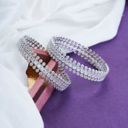 Opal Touch - Sparkling Rhodium Bangles Set (Pack of 2) - Bangles