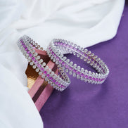Opal Touch - Sparkling Rhodium Bangles Set (Pack of 2) - Bangles