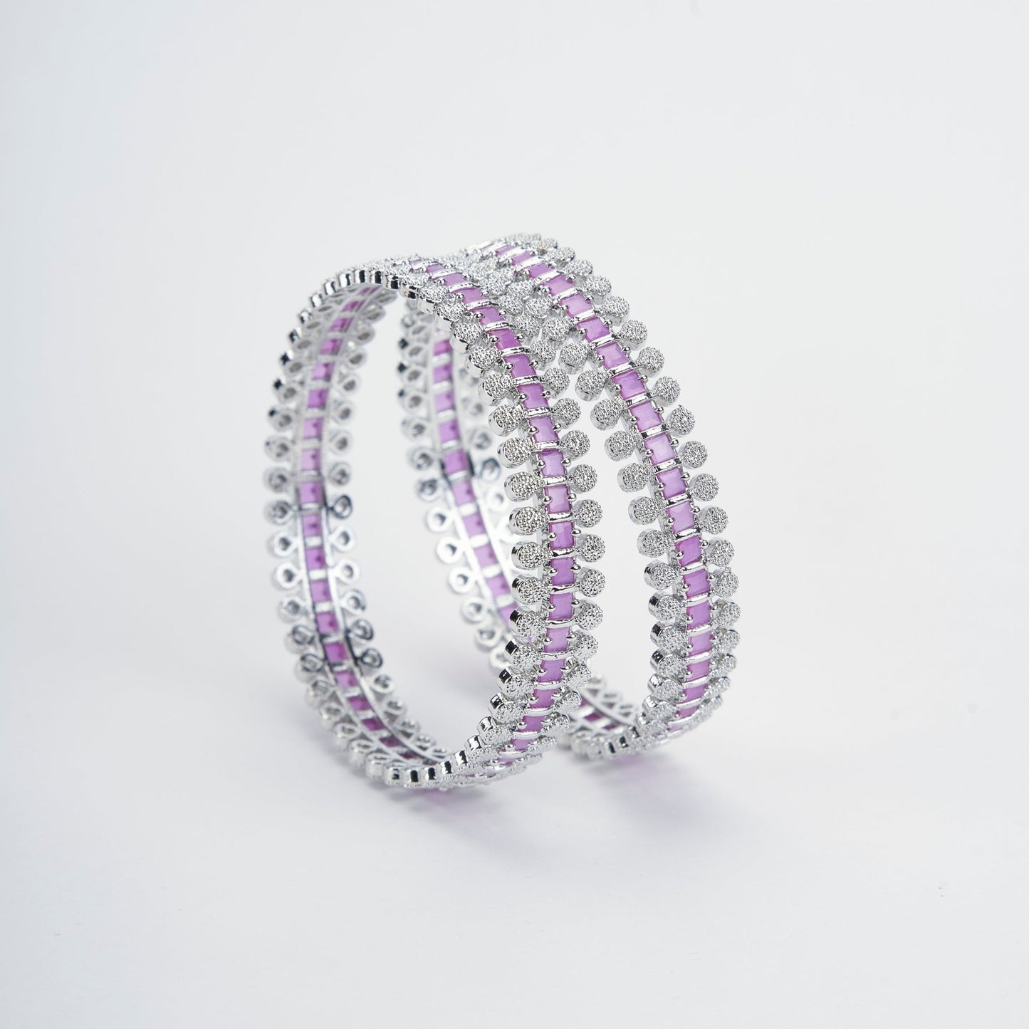 Opal Touch - Sparkling Rhodium Bangles Set (Pack of 2) - Bangles