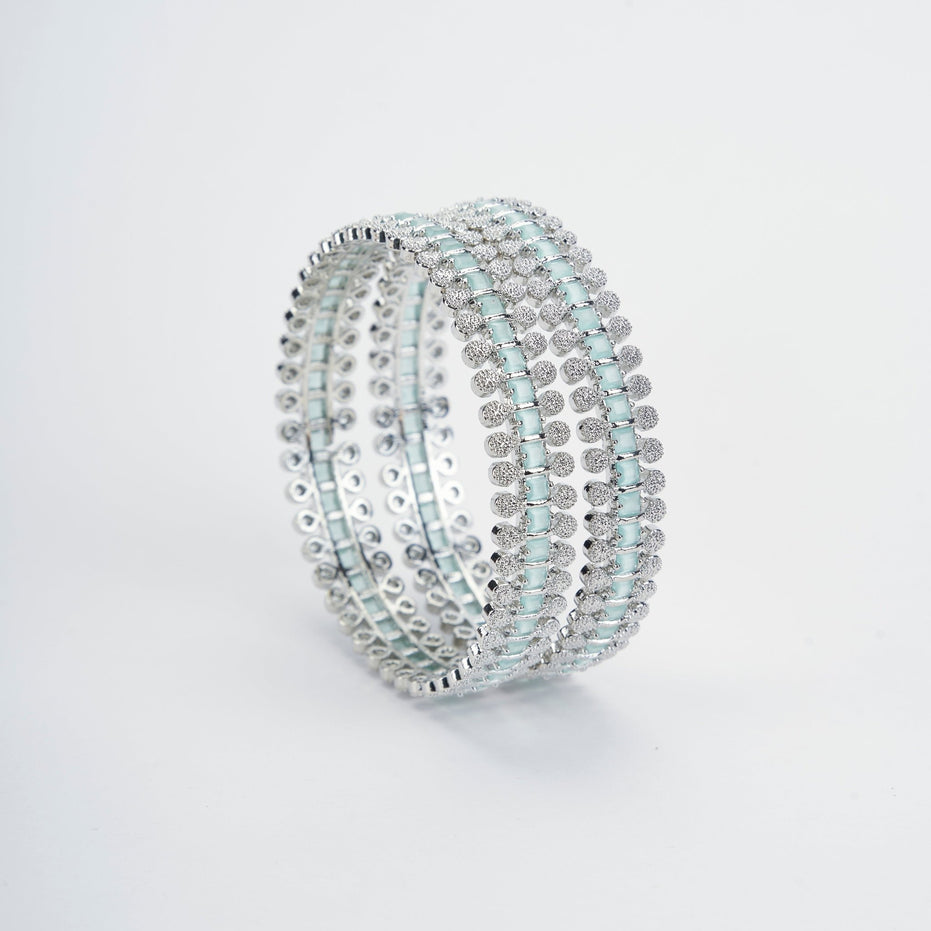 Opal Touch - Sparkling Rhodium Bangles Set (Pack of 2) - Bangles