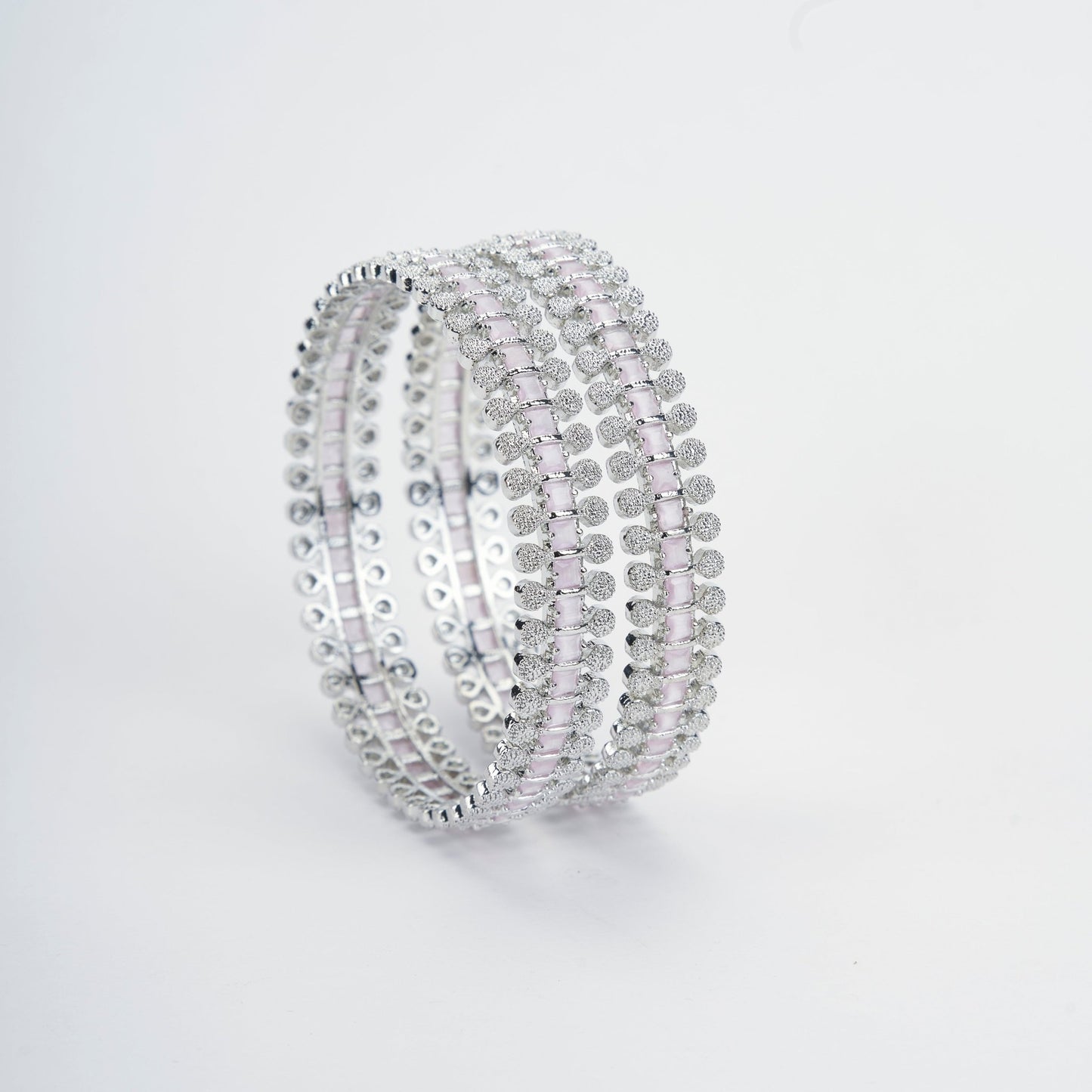 Opal Touch - Sparkling Rhodium Bangles Set (Pack of 2) - Bangles