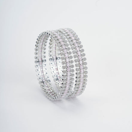 Opal Touch - Sparkling Rhodium Bangles Set (Pack of 2) - Bangles